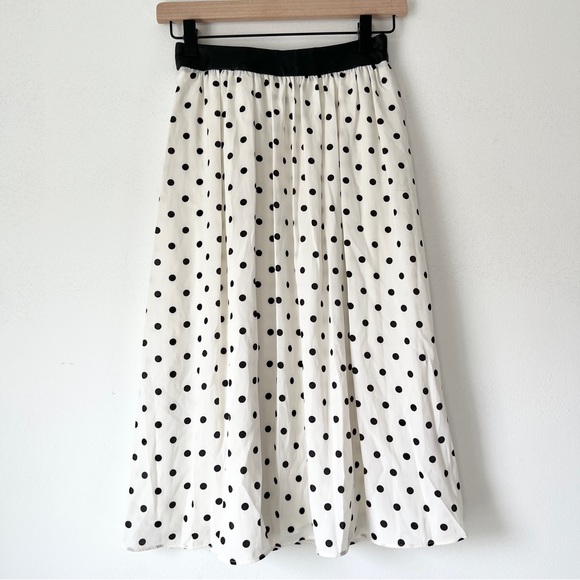 Express silky polka dot midi skirt size 00 - Picture 1 of 7
